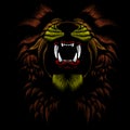 The Vector logo lion for tattoo or T-shirt print design or outwear. Hunting style lions background.