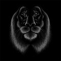 The Vector logo lion for tattoo or T-shirt print design or outwear. Hunting style lions background.