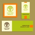 Vector logo Local Farm products. Hand drawn logotype and card, b Royalty Free Stock Photo