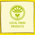 Vector logo Local Farm products. Hand drawn logotype restaurant, Royalty Free Stock Photo