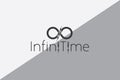 Vector logo made from a combination of two clock hands and an infinity symbol Royalty Free Stock Photo