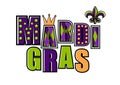 Vector logo of Mardi Gras with fleur de lis symbol. Mardi Gras party design.Mardi Gras.Carnival. Fat Tuesday.