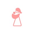 Vector logo mother with baby in sling. Sling logotype. Wearing