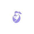 Vector logo mother with baby in sling. Sling, motherhood