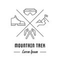 Vector Line Banner Mountain Trek.