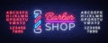 Vector logo neon sign barber shop for your design. Royalty Free Stock Photo