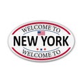 Vector logo for New York City, decorative cut paper label with illustration Royalty Free Stock Photo