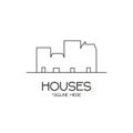 Vector logo with outlines of houses on a white background for construction companies, designers, architects, and the like