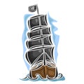 Vector logo pirate sailing ship