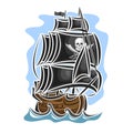 Vector logo pirate sailing ship