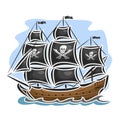 Vector logo pirate sailing ship