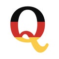 Vector logo of Qanon conspiracy theory letter Q symbol with German colors