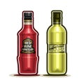 Vector logo Red and White Wine Vinegar Bottles Royalty Free Stock Photo