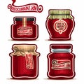 Vector logo Redcurrant Jam in glass Jars