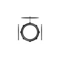 Vector logo of rock school or rock band. Snare drum with drumsticks and cymbals