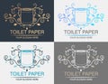 Vector logo Roll of toilet paper  with creative ornament for wc or restroom. Can be used like logo for toilet paper production Royalty Free Stock Photo