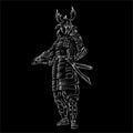 The Vector logo Samurai for tattoo or T-shirt design or outwear. Cute print style Samurai background. This hand drawing would be