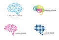 Vector Logo Set Brain Icons