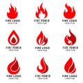 Vector logo set with fire symbols Royalty Free Stock Photo