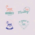 Vector logo set with Jungle Monkey Royalty Free Stock Photo