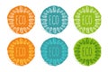 Vector logo set of labels in orange, green and blue colors.