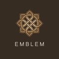 Vector logo template for boutique hotel, restaurant, jewelry. Gold luxury monogram. Mascot