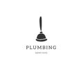 A vector logo template with plunger silhouette. Hand drawn icon. Plumbing and home repairs theme.