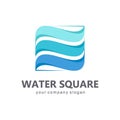 Vector logo template. Sign for cleaning pipes and sewage systems, water filters. Clean water. Water square