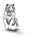 The Vector logo tiger for tattoo or T-shirt design or outwear. Hunting style tigers print on black background. This drawing is fo