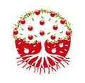Tree Roots Logo.Vector Logo Tree In Circle Royalty Free Stock Photo