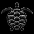 The Vector logo turtle for T-shirt design or outwear or background. This drawing would be nice to make on the black fabric or