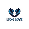 Vector logo of two lions facing each other forming love Royalty Free Stock Photo