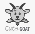 Vector Logo of ÃÂute funny smiling cartoon goat. Modern humorous logo template with image of the lamb. Butchery logo. Veterenary.