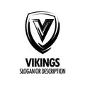 Vector Logo with Vikings Medieval Shield isolated on white background