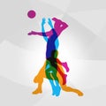 Vector logo volleyball. volleyball players hits a ball