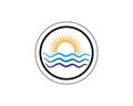 Vector Logo with yellow sun and blue sea waves.