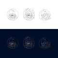 Vector logos and icons. set Elegant crescent and star logo design line icon vector