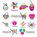 Vector logos and shopping discounts basket