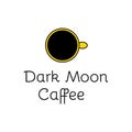 Vector logotype for the cafe. Coffee mug and moon combined in one logo. Dark moon caffee.