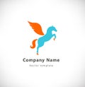 Vector logotype with fantasy horse with vings. Pegasus sign, logo Royalty Free Stock Photo