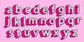 Cute black polka dots 3D english alphabet little letters set. Royalty Free Stock Photo