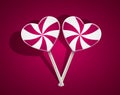 Vector lollipop heart on purple background. Eps10