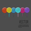 Vector lollipop illustration. Candy colorful sweets with bubbles. Kid design collection. Glamour cute print