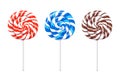 Vector lollipop, twisted sucker candies set