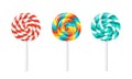 Vector lollipop, twisted sucker candies set