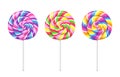 Vector lollipop, twisted sucker candies set