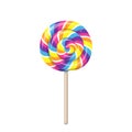 Vector lollipop, twisted sucker candy on stick