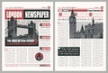 Vector London city newspaper layout with headlines