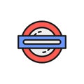 London Underground, Metro, Train Flat Color Line Icon.