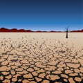 vector lonely tree in dry desert Royalty Free Stock Photo